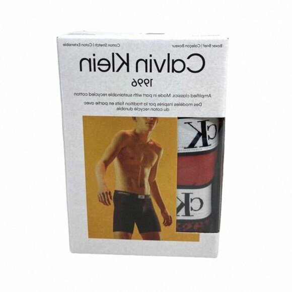 Calvin Klein 3 Pack Underwear Boxer Brief Cotton Stretch NB3529911 Men Red Black - Picture 7 of 10